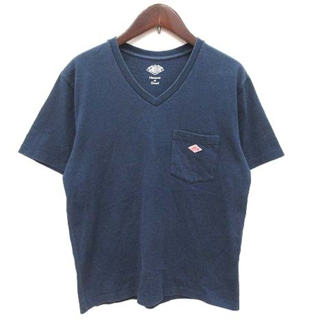 DANTON(ダントン)のダントン Tシャツ カットソー 半袖 Vネック ロゴワッペン 34 紺 ネイビー メンズのトップス(Tシャツ/カットソー(半袖/袖なし))の商品写真