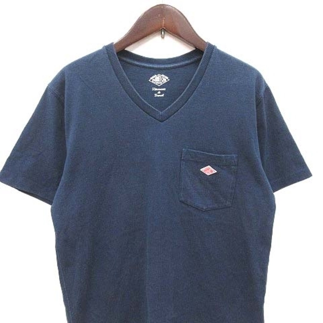 DANTON(ダントン)のダントン Tシャツ カットソー 半袖 Vネック ロゴワッペン 34 紺 ネイビー メンズのトップス(Tシャツ/カットソー(半袖/袖なし))の商品写真