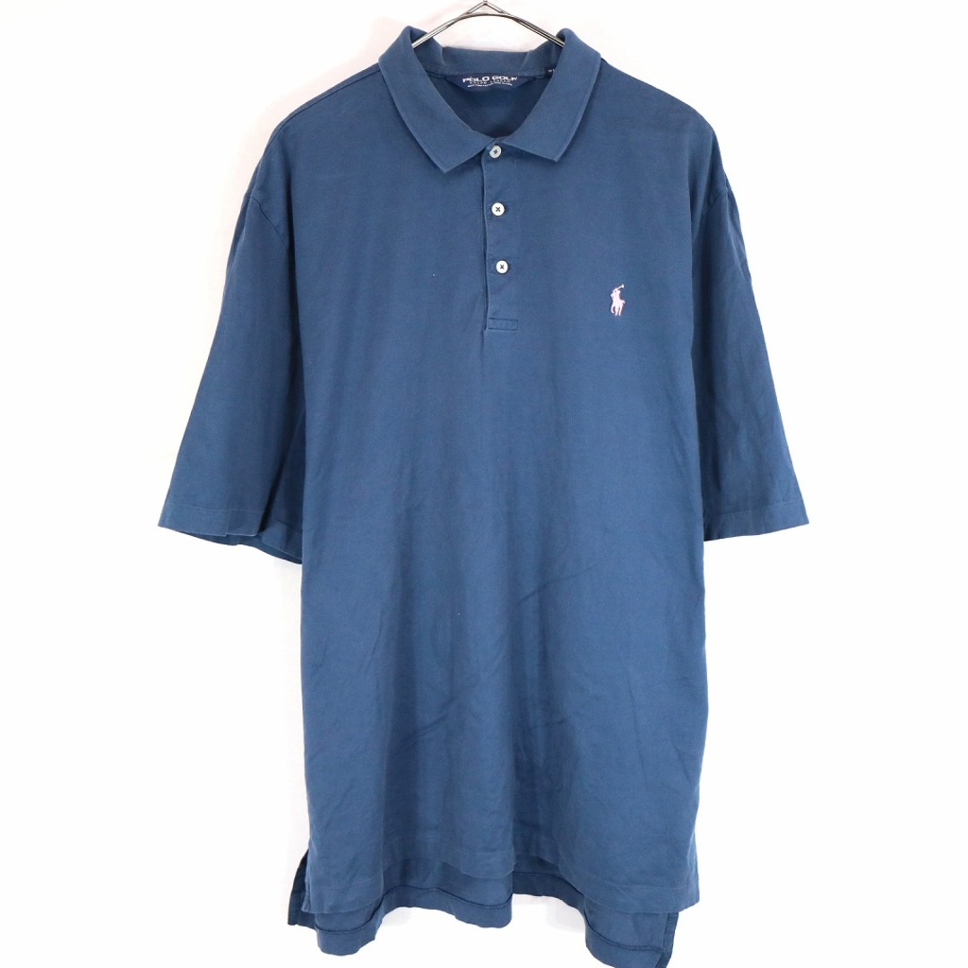 POLO GOLF ポロゴルフ ワンポイントロゴ ポロシャツ ネイビー (メンズ XL)   O0472