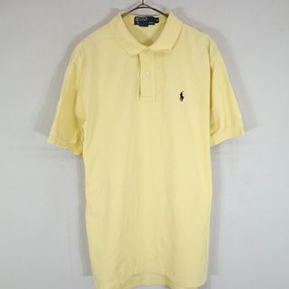 ポロラルフローレン(POLO RALPH LAUREN)のSALE/ 90年代 Polo by Ralph Lauren ポロバイラルフローレン 半袖 ポロシャツ 刺繍 胸元ワンポイントロゴ イエロー (メンズ M) 中古 古着 O0469(ポロシャツ)