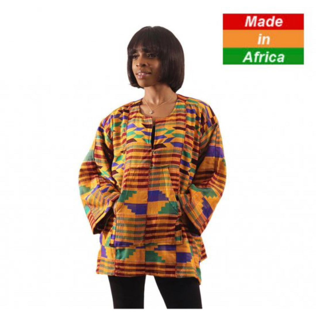 ユニセックス　レア商品　ケンテ　アフリカ　ガーナ　手織り　パーカー