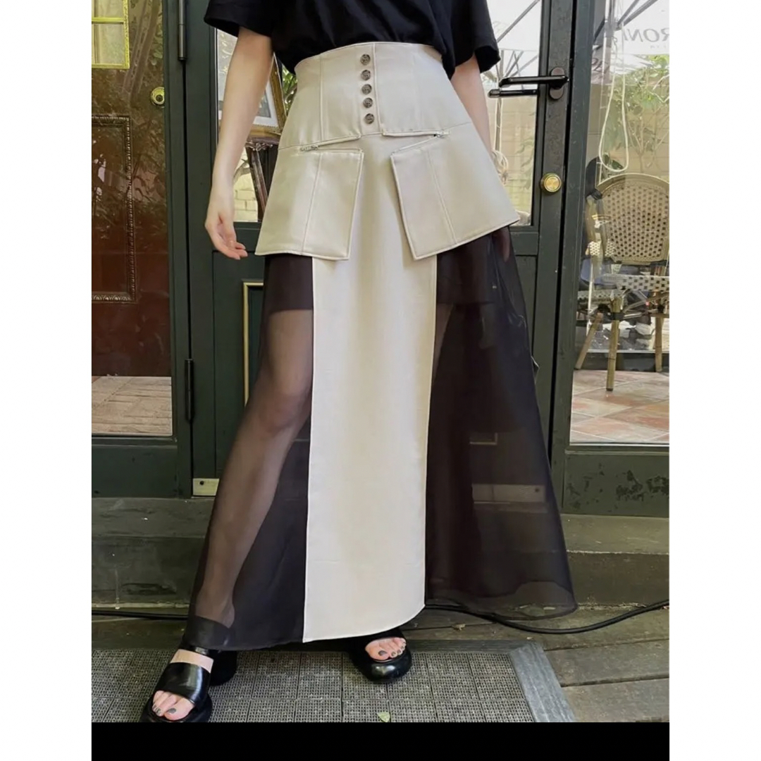 LEANN MOMENT Zip belt sheer skirt