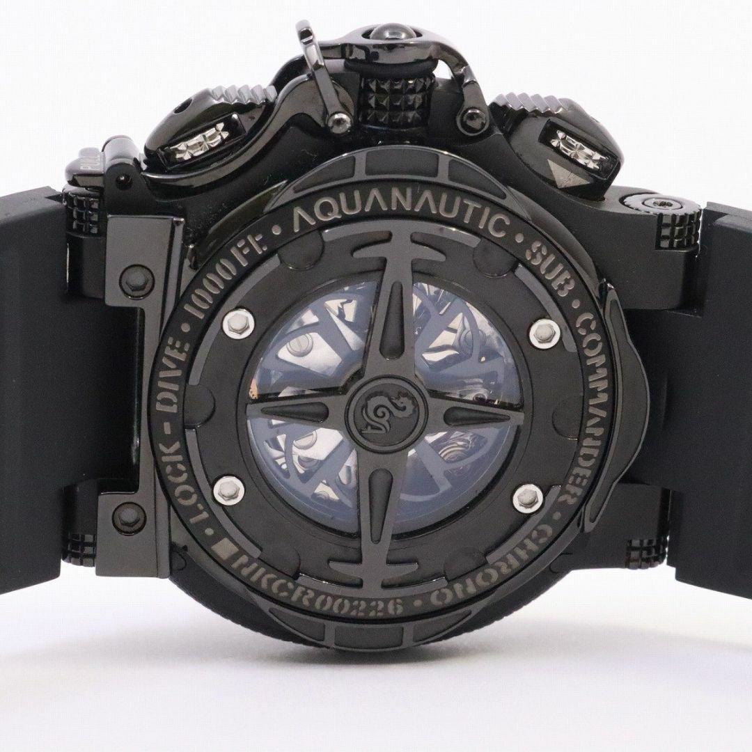 アクアノウティック キングクーダ クロノグラフ 自動巻き メンズ 腕時計 グリッド付きベゼル 黒文字盤 純正ラバーベルト