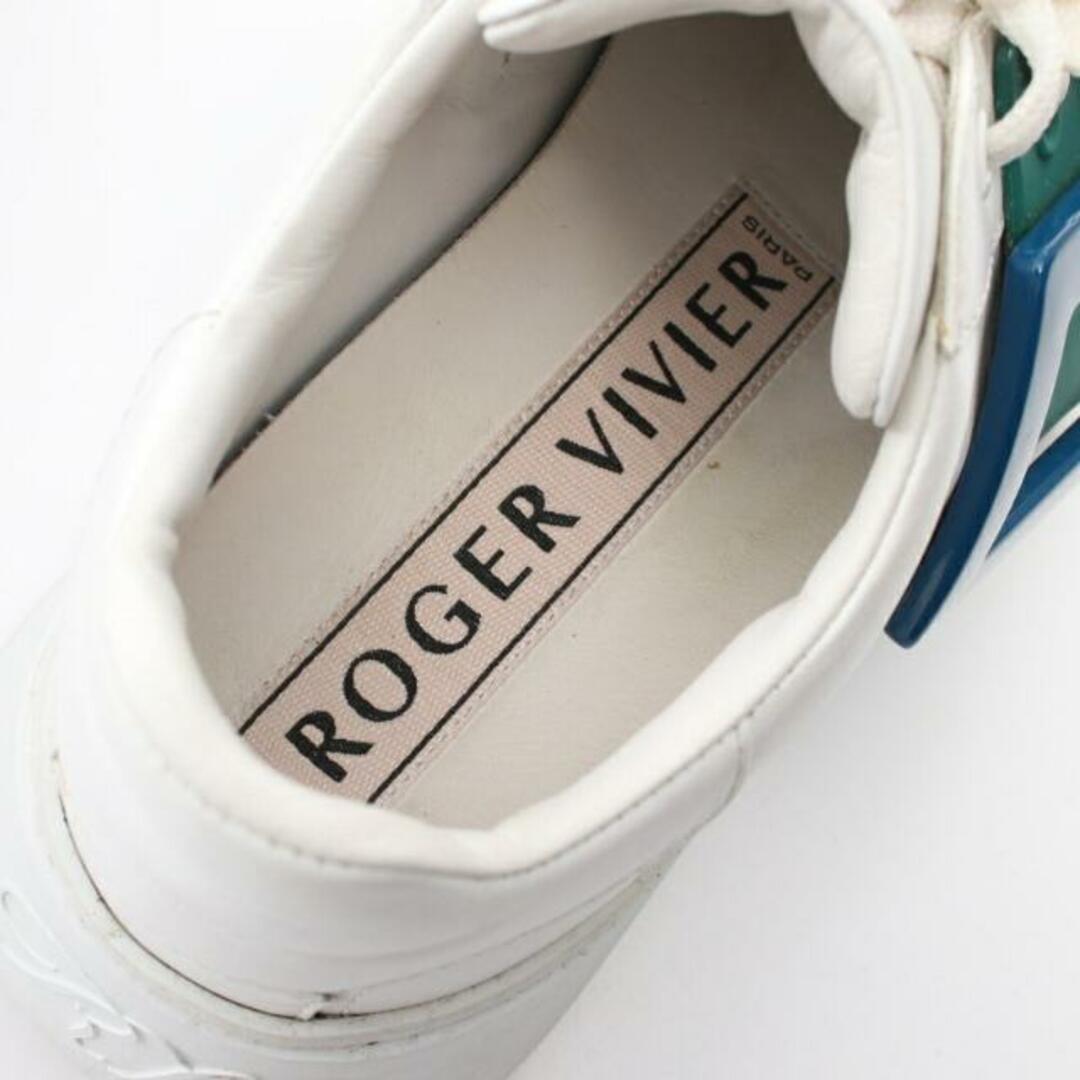 ROGER VIVIER(ロジェヴィヴィエ)の スニーカー レザー ラバー エナメルレザー ホワイト グリーン ブルー バックル レディースの靴/シューズ(スニーカー)の商品写真