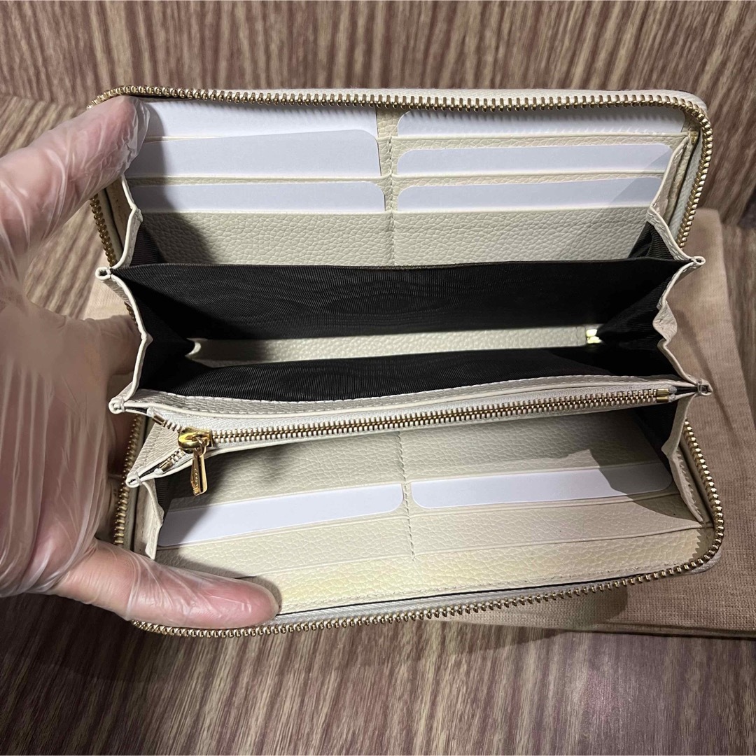 美品 GUCCI 長財布 ズゥミ ラウンドファスナー アイボリー 箱巾着付き