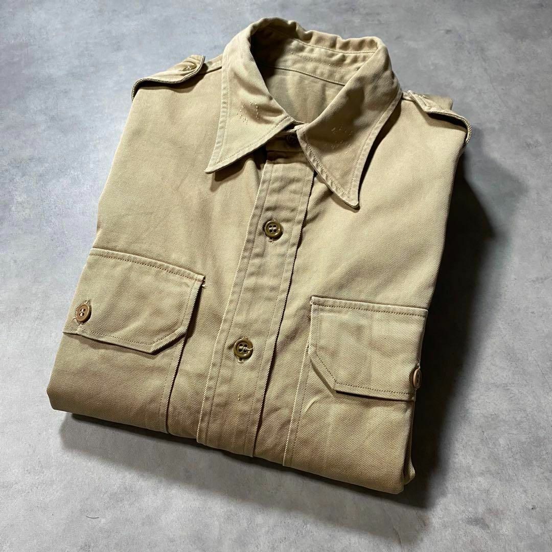 40s-50s アメリカ軍 オフィサーシャツ チノシャツ 米軍ミリタリー放出品