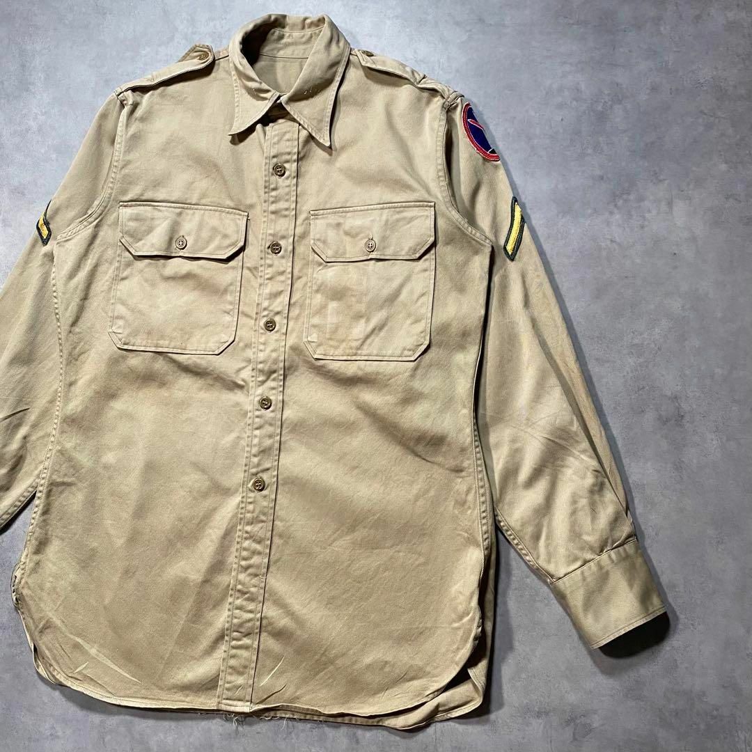 MILITARY - 40s-50s アメリカ軍 オフィサーシャツ チノシャツ 米軍