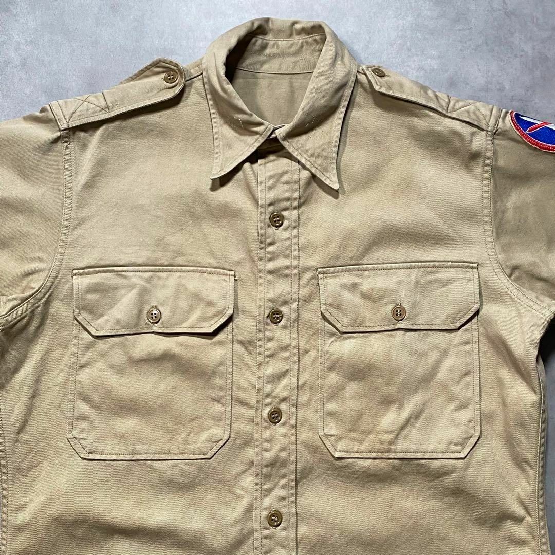 アメリカ軍　WW2 チノ　ツイル　オフィサーシャツ　ワーク30s40s50s