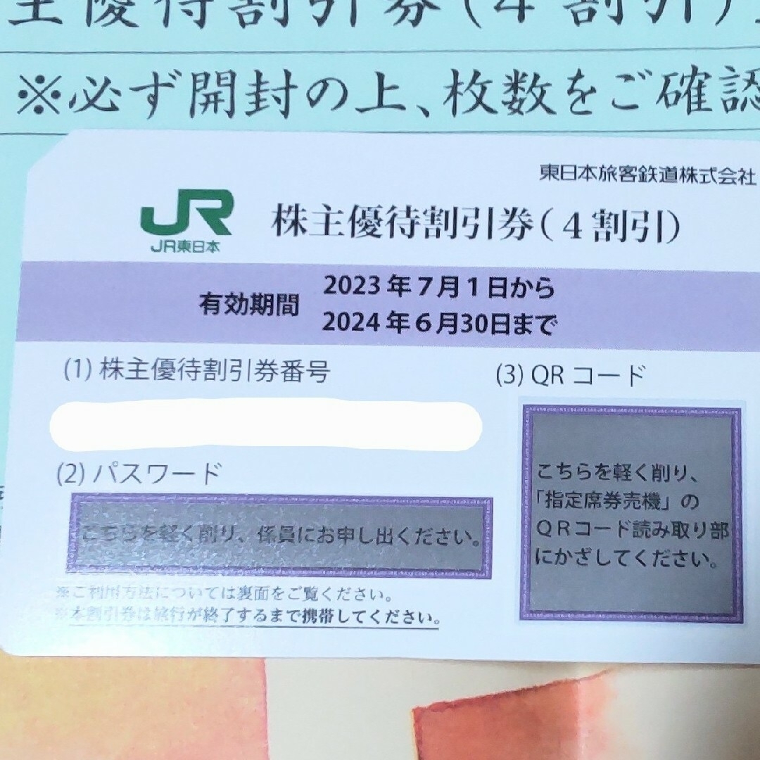 株主優待割引券 JR東日本 鉄道割引券　1枚 チケットの乗車券/交通券(鉄道乗車券)の商品写真