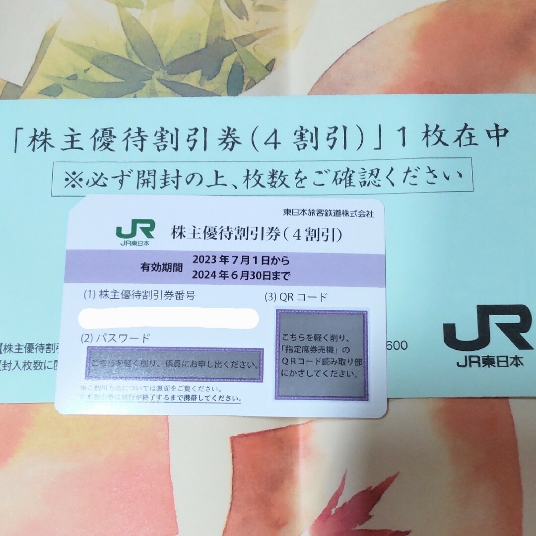 株主優待割引券 JR東日本 鉄道割引券　1枚 チケットの乗車券/交通券(鉄道乗車券)の商品写真