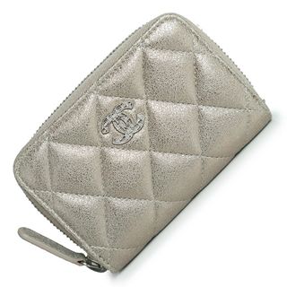 シャネル(CHANEL)のシャネル チェーンミー マトラッセ ジップ コインパース コインケース 小銭入れ 財布 ゴートスキン レザー メタリックゴールド シルバー金具 A80425 箱付 CHANEL（未使用　展示品）(コインケース)