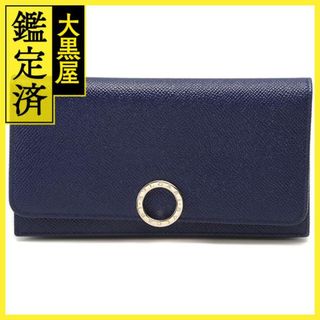 BVLGARI - BVLGARI ブルガリ 二つ折り財布 ネイビー レザー【471】Yの