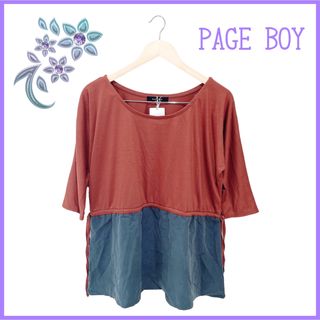 ページボーイ(PAGEBOY)の【PAGEBOY】チュニック バイカラー 切替 ウエスト調整 5分袖 7分袖(チュニック)