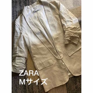 ザラ(ZARA)の美品　ZARA リネン地　テーラードジャケット(テーラードジャケット)