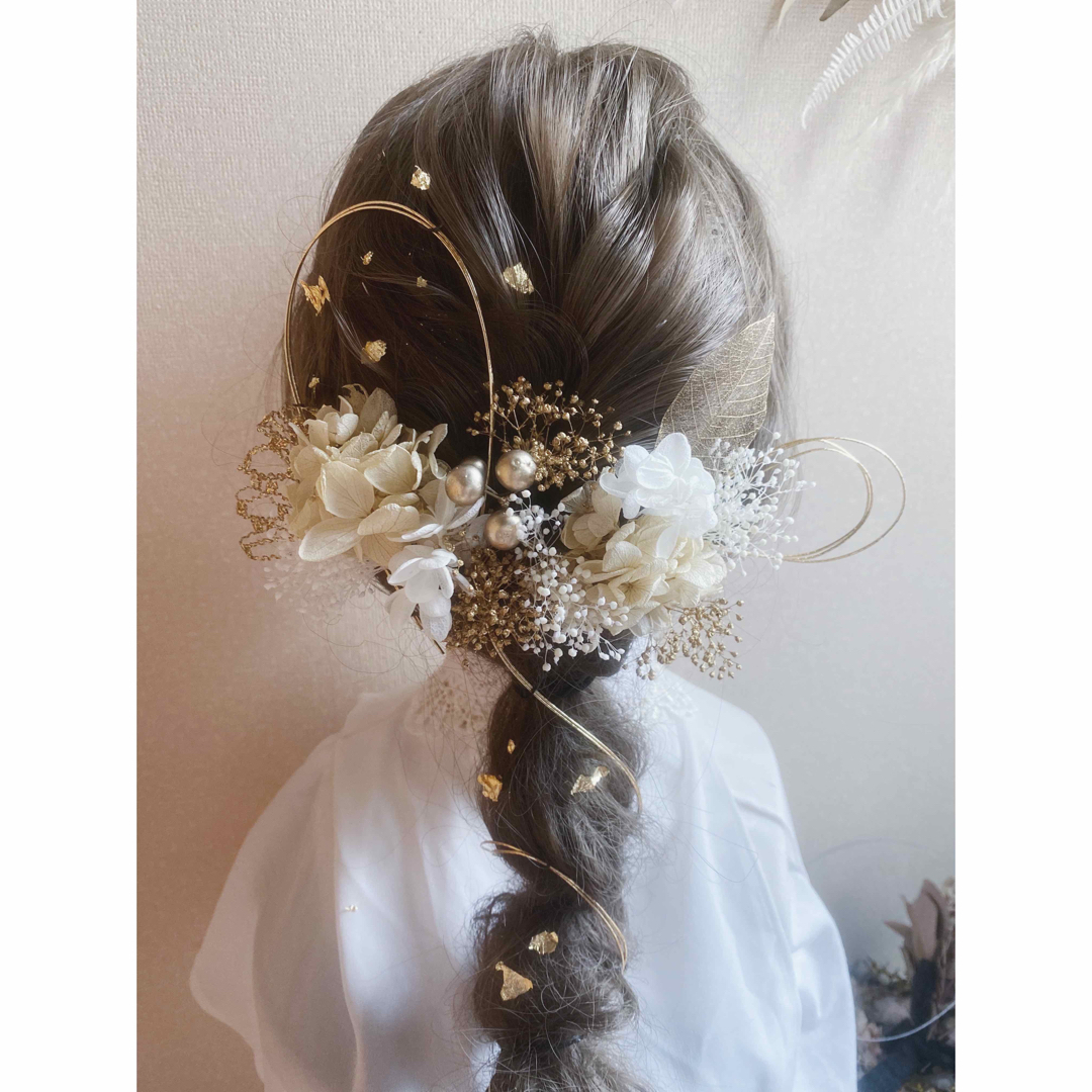 成人式　振袖前撮り　髪飾りヘッドドレスヘッドパーツ　結婚式ウエディング　金箔水引