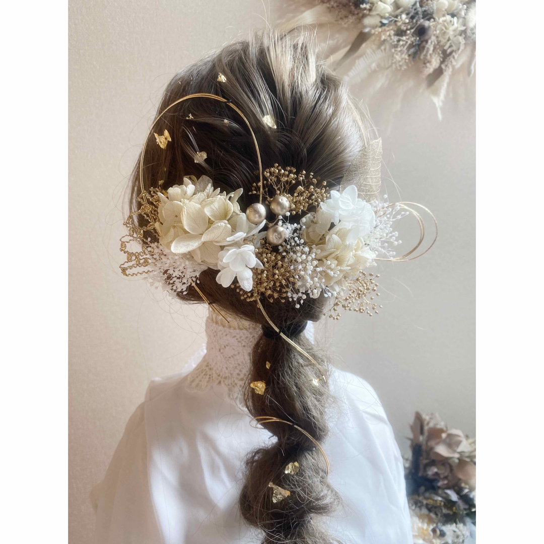 成人式　振袖前撮り　髪飾りヘッドドレスヘッドパーツ　結婚式ウエディング　金箔水引