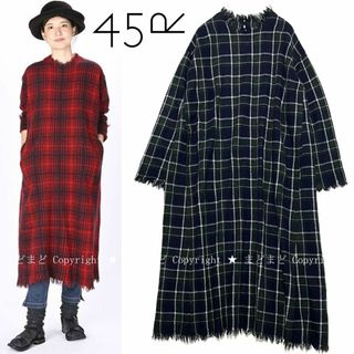 45R インドメリノ縮絨のチェック馬比古ドレス 45rpm-