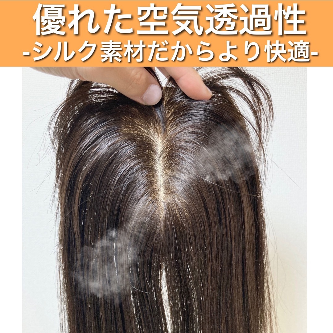 高級人毛100% 分け目自由自在 30cm ヘアピース 部分ウィッグ ブラウン