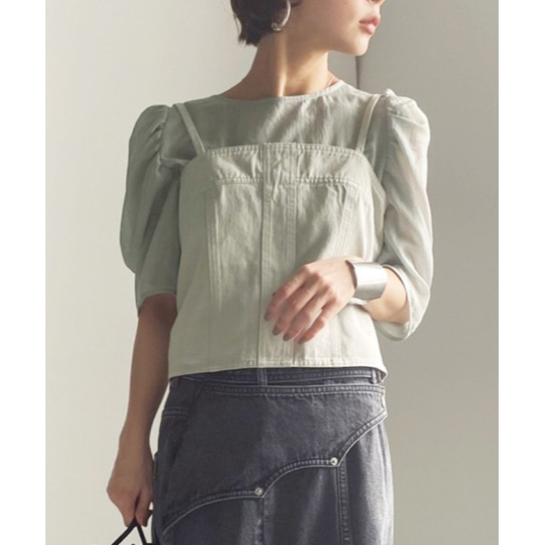 Ameri VINTAGE(アメリヴィンテージ)の春物最終値下げ　ameri PUFF SLEEVE LAYERED TOP レディースのトップス(カットソー(長袖/七分))の商品写真