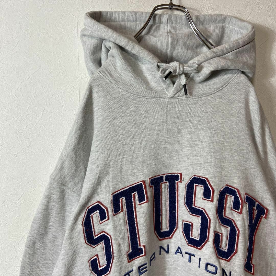 STUSSY - 【人気ビッグ刺繍ロゴ◎】stussyプルオーバーパーカー古着