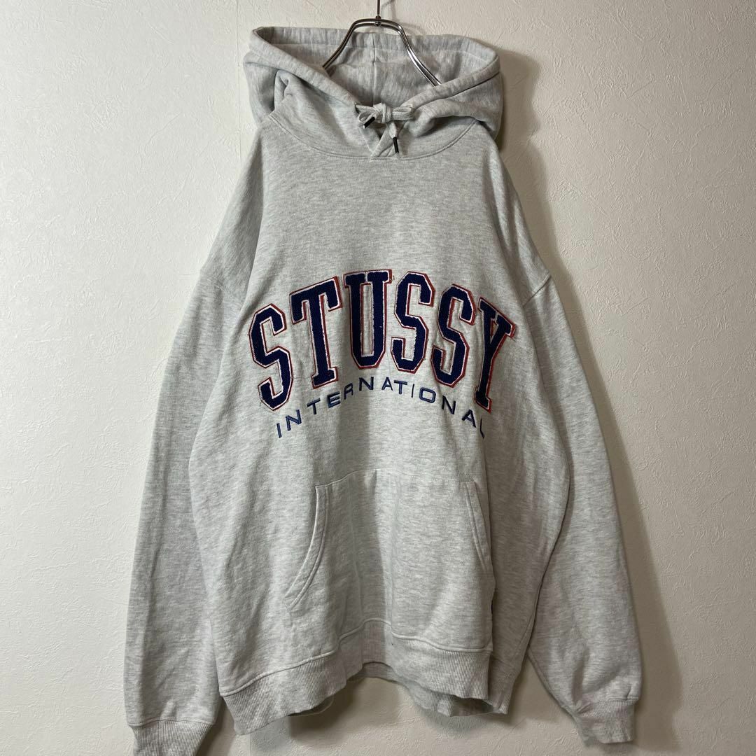 stussy　ステューシー　ワンポイントロゴ　フルジップパーカー　霜降りグレーS