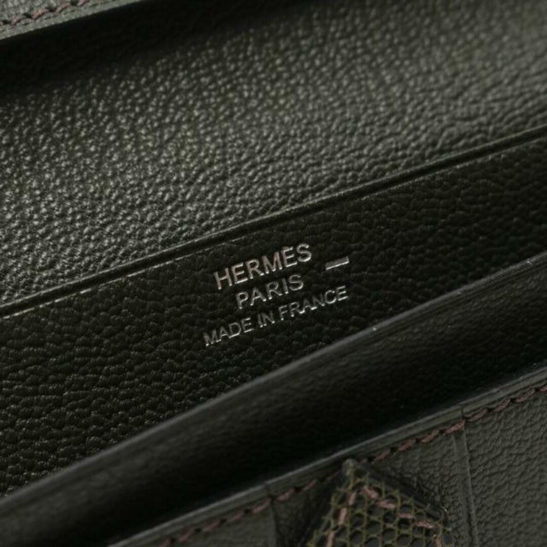 Hermes - ベアンスフレ 二つ折り長財布 リザード カーキグリーン