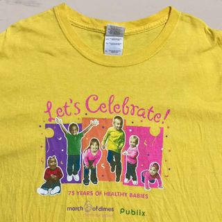 WXC  Tシャツ  ビンテージ 古着   黄色 子供　キッズ　世界　誕生日(Tシャツ/カットソー(半袖/袖なし))