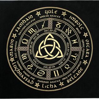 タロットクロス （神聖幾何学模様トリケトラ・12サイン）ブラック 占い用敷き布(その他)