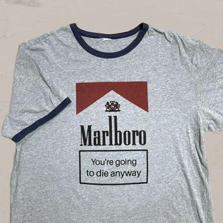 WXF リンガー Tシャツ 古着 グレー マルボロ　Marlboro 赤　タバコ(Tシャツ/カットソー(半袖/袖なし))