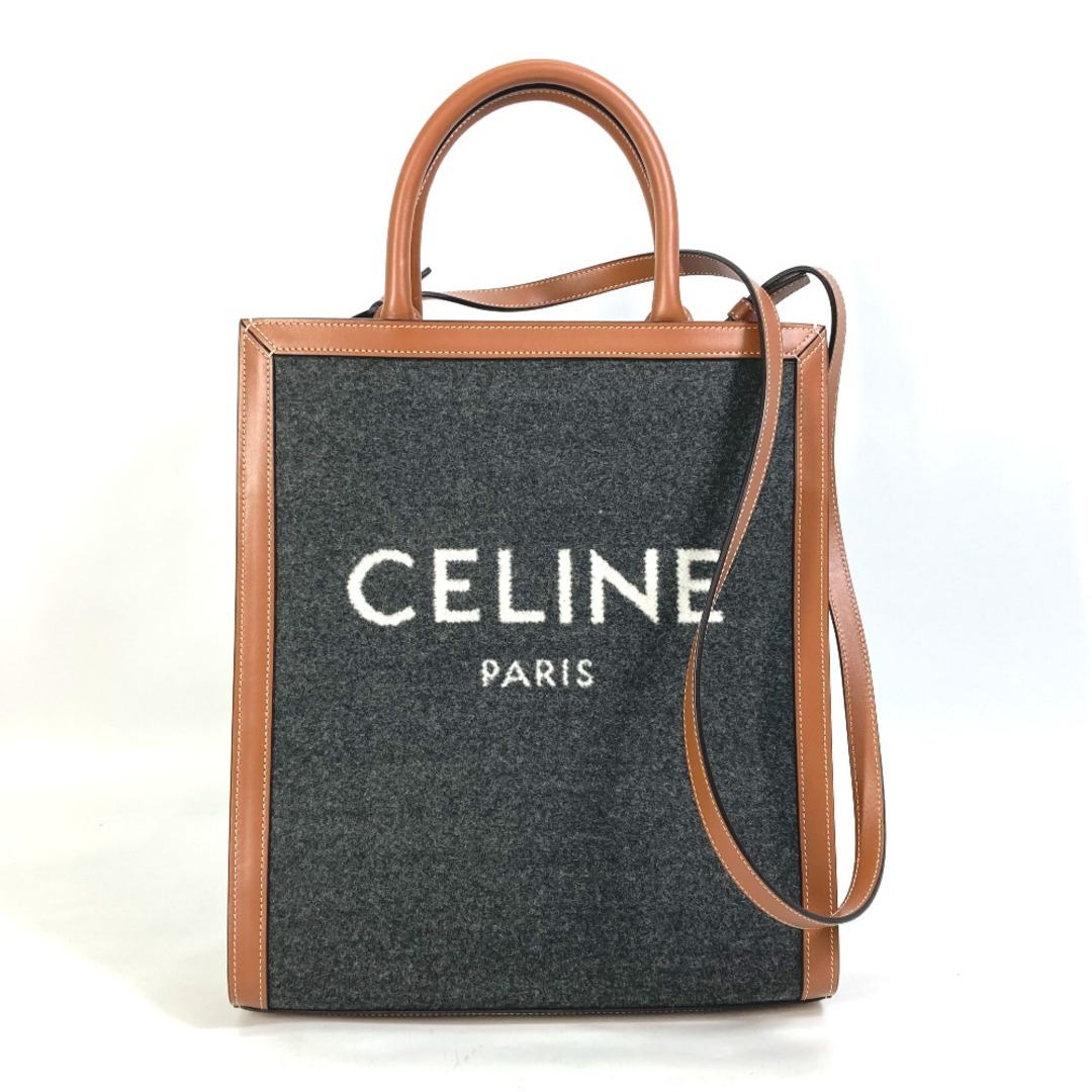 セリーヌ CELINE テキスタイル スモールバーティカルカバ  192082ENU ショルダーバッグ 斜め掛け 2WAY カバン トートバッグ ウール グレー 未使用