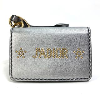 Dior - ディオール Dior J’ADIOR  スタッズ パスケース 名刺入れ キーホルダー バッグチャーム 2つ折り カードケース レザー シルバー