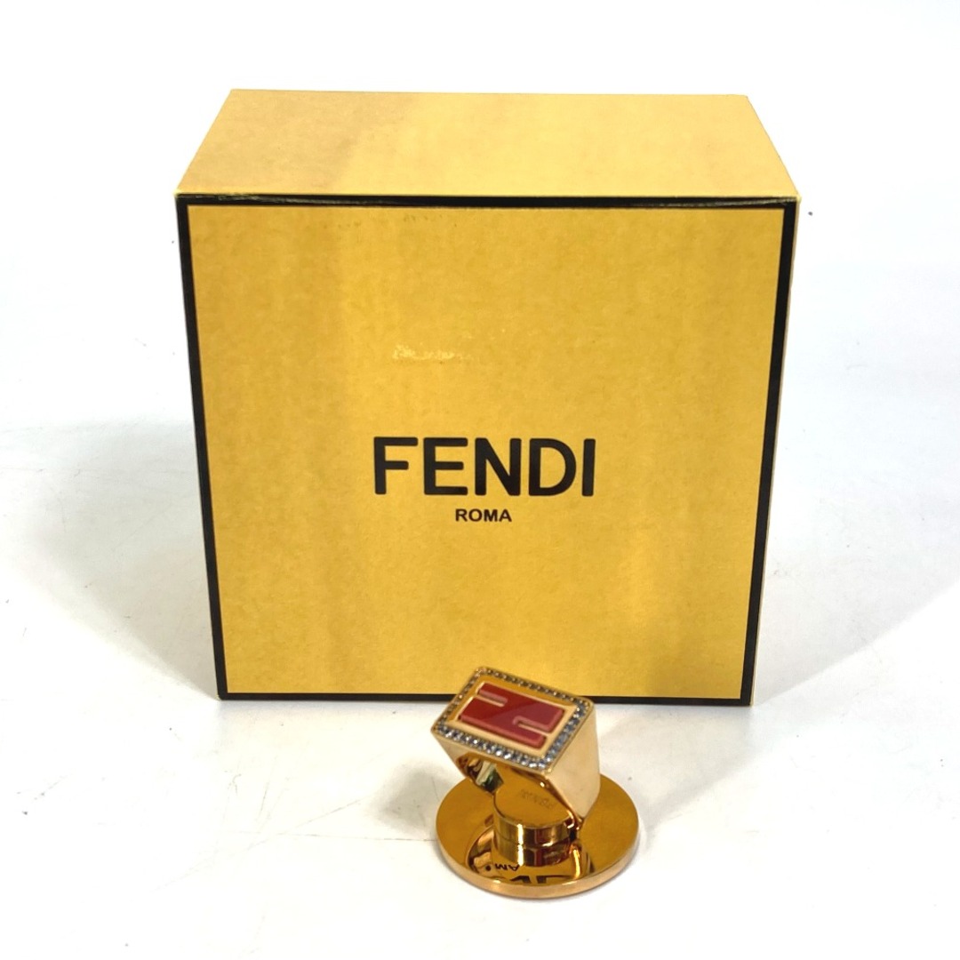 フェンディ FENDI ロゴ ラインストーン スマホリング 8AG958 携帯 iphone スマートフォンアクセサリー バンカーリング メタル  ゴールド 未使用