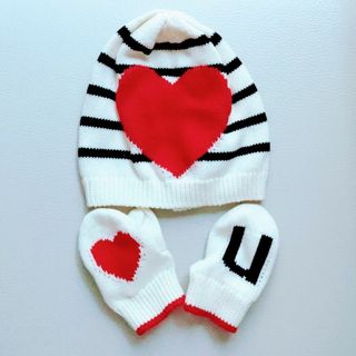 ベビーギャップ(babyGAP)のGAP ベビー 帽子手袋 ニット帽 ミトン love you ハート ボーダー(手袋)