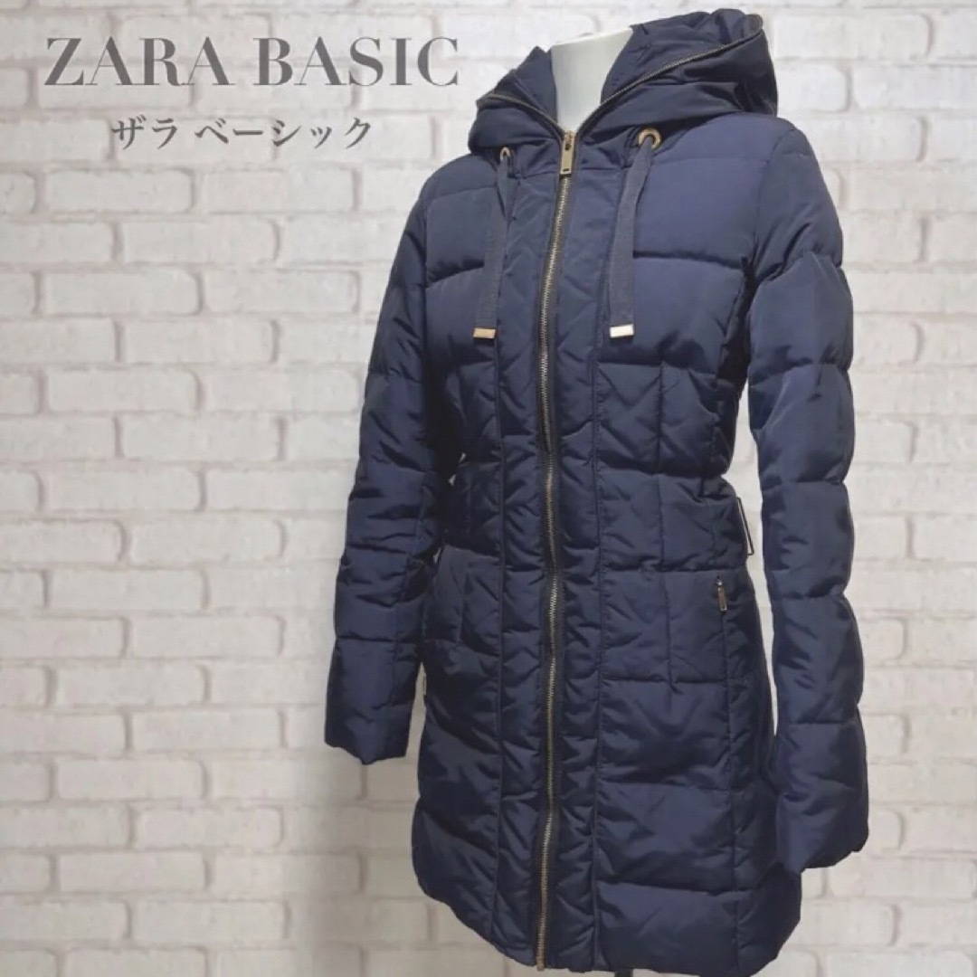 ZARA - 132 ザラ ZARA BASIC ロングダウンコート ネイビー Sサイズの+