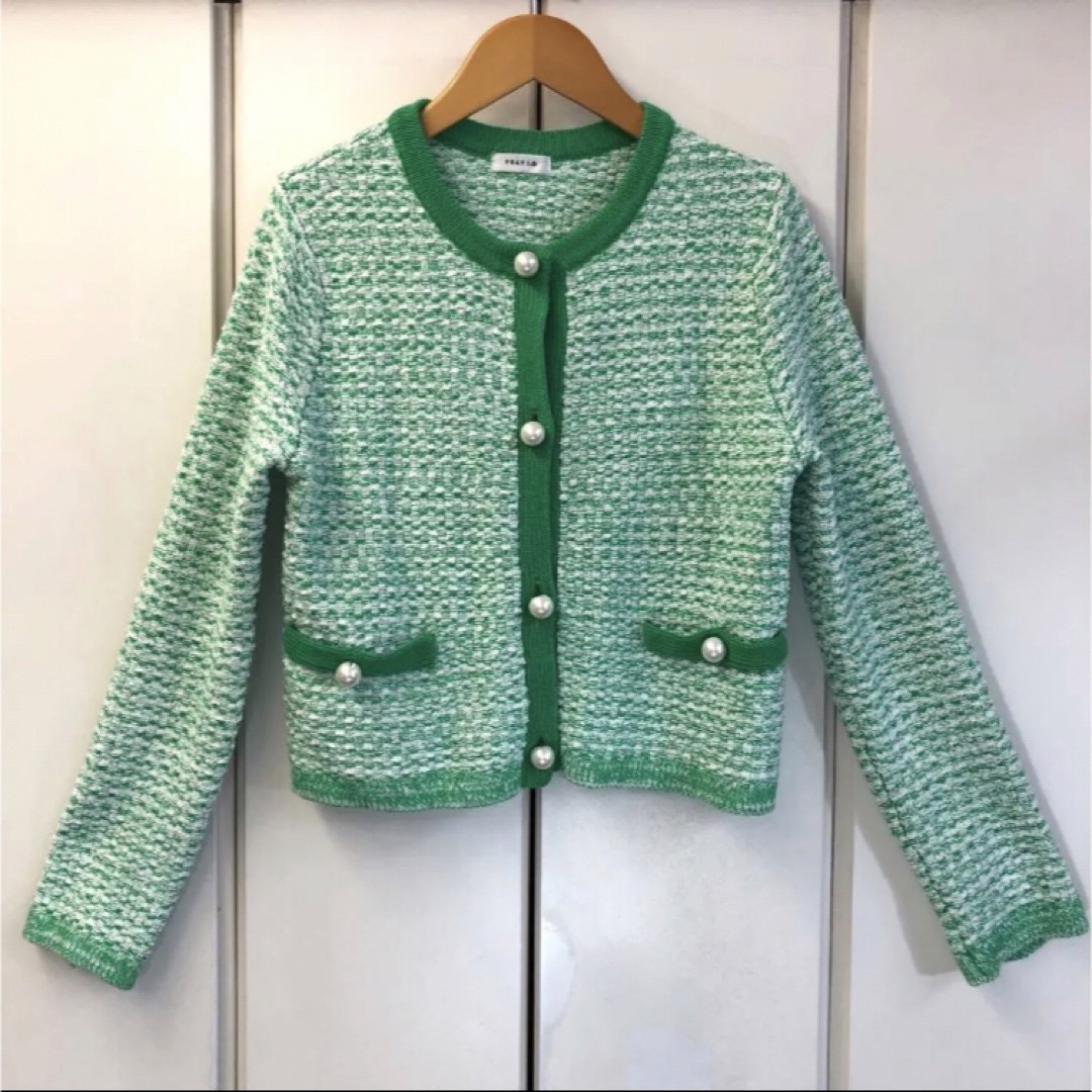 FRAY I.D - 美品 FRAY I.D パールボタンツイードカーディガンの FRAY I.D - 美品 FRAY I.D パールボタンツイードカーディガンの