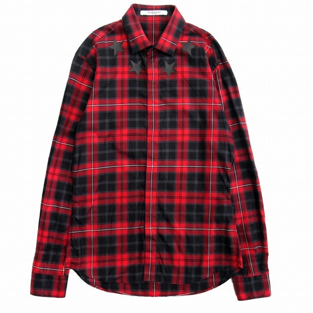 美品 15aw ジバンシィ スター パッチ チェック シャツ ブラウス◇９-