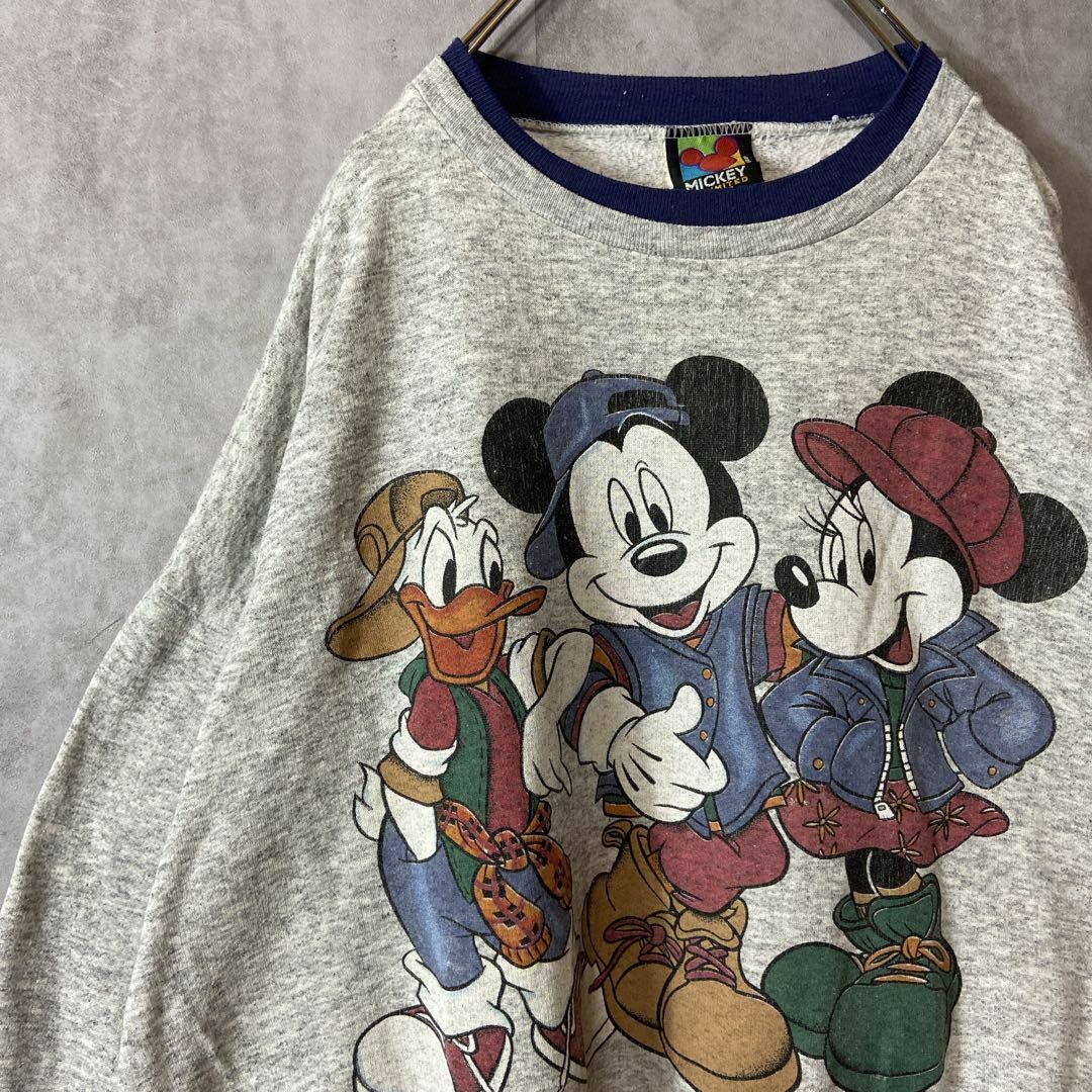 【90s、カナダ製◎】Disneyプリント　リンガースウェットミッキーM