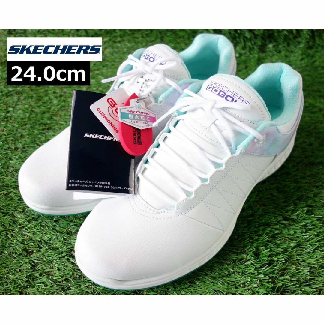 【新品訳あり】SKECHERS スパイクレスゴルフシューズ WHT 24.0cm