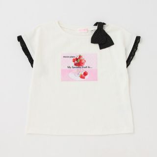 メゾピアノ(mezzo piano)のメゾピアノ新品新作タグ付きイチゴ転写　肩リボン半袖Ｔシャツ120(Tシャツ/カットソー)