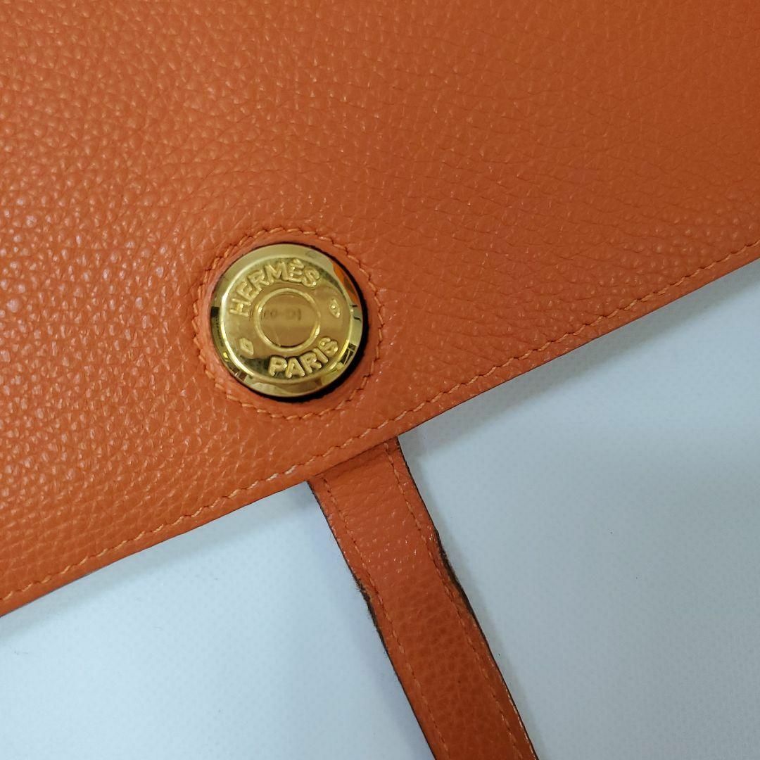 HERMES エルメス ドゴンGM 大判 財布 オレンジ 刻印H□ MM