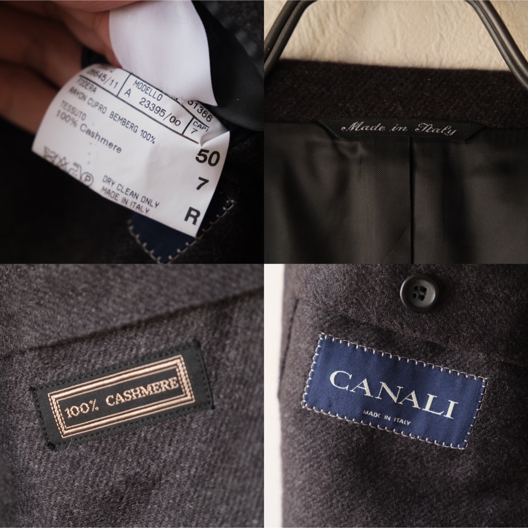 美品カナリCANALI ピュアカシミヤジャケット グレー50