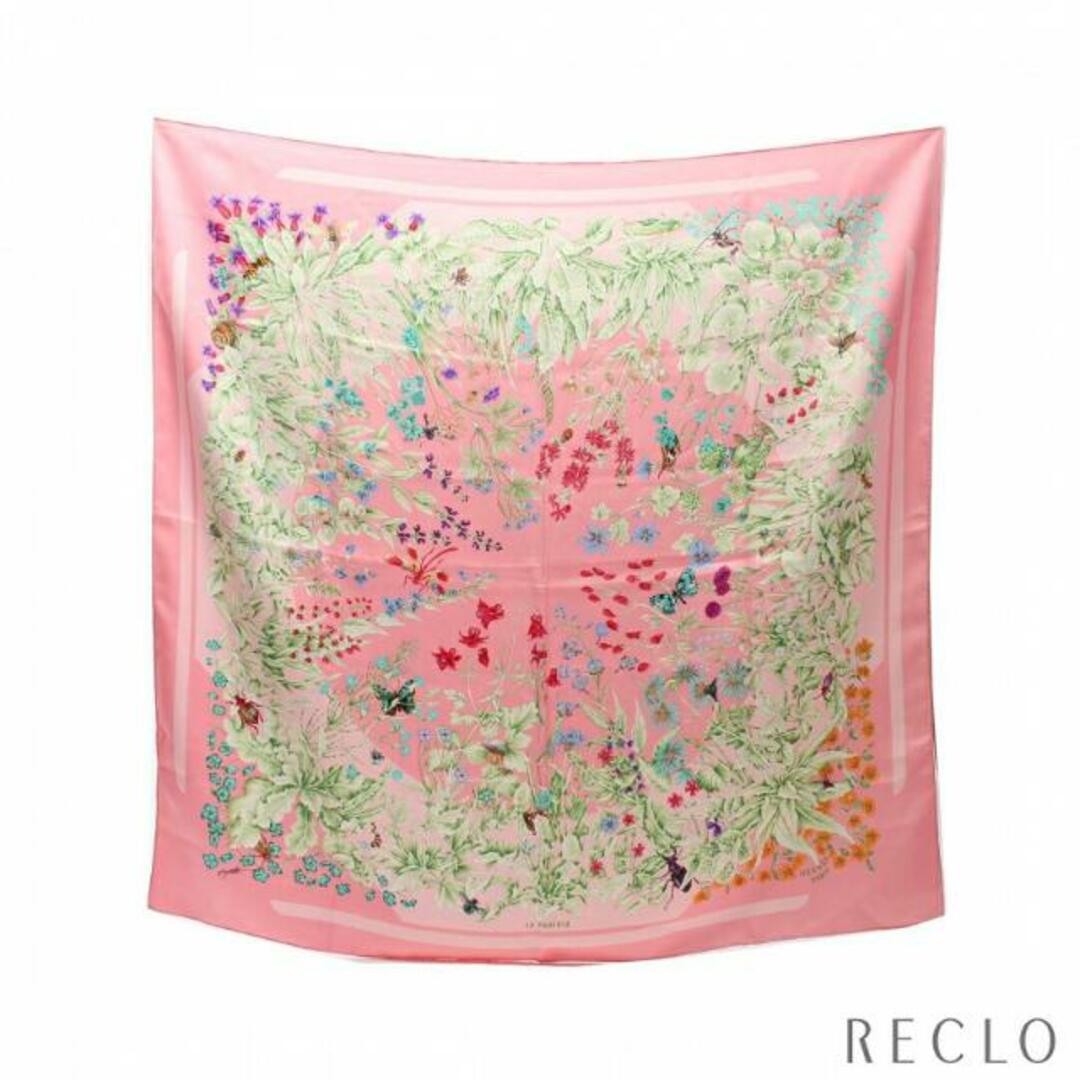 カレ90 「LA PRAIRIE」 スカーフ シルク ピンク ライトピンク マルチカラー