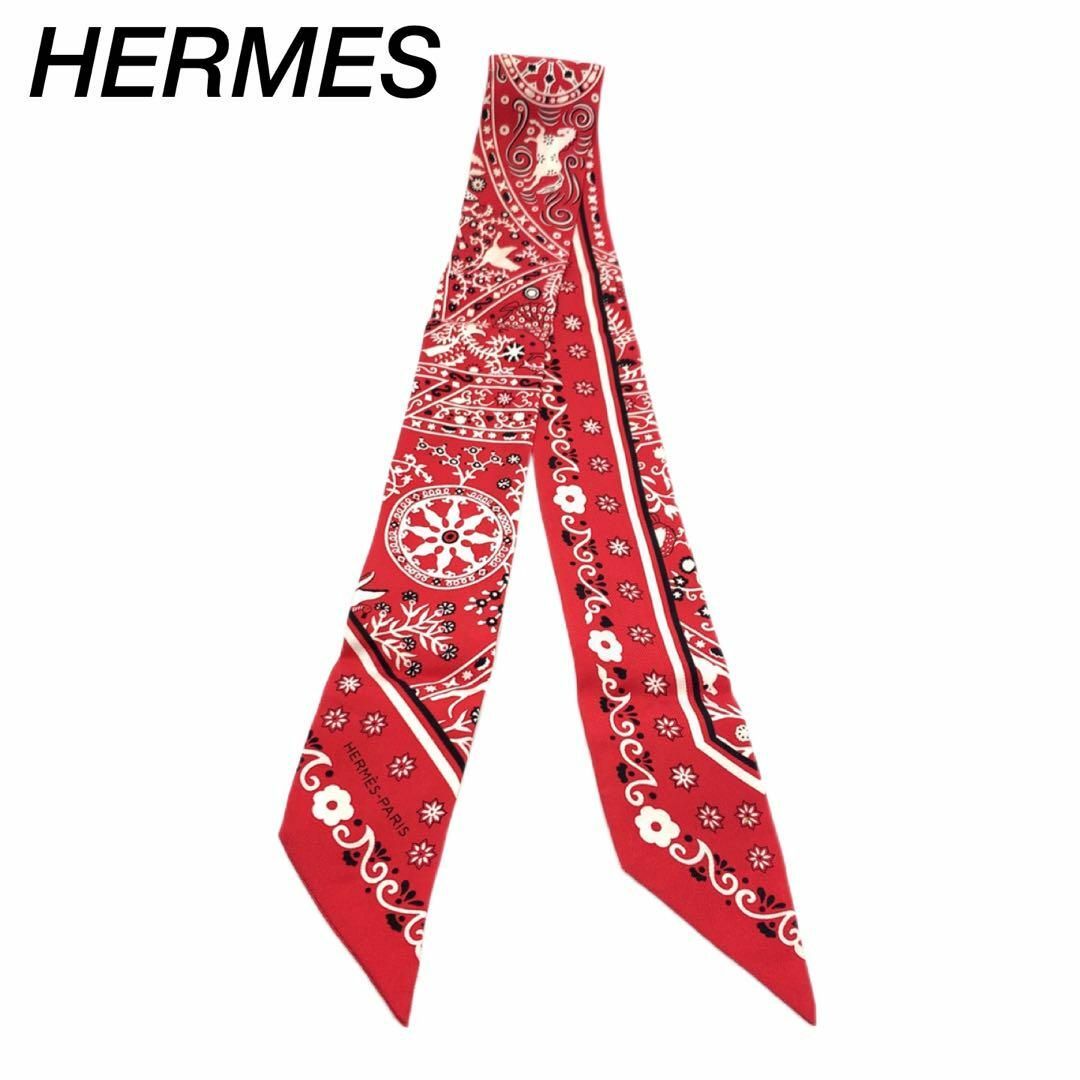 Hermes エルメス バンダナ ホワイト ツイリー スカーフ　風の民