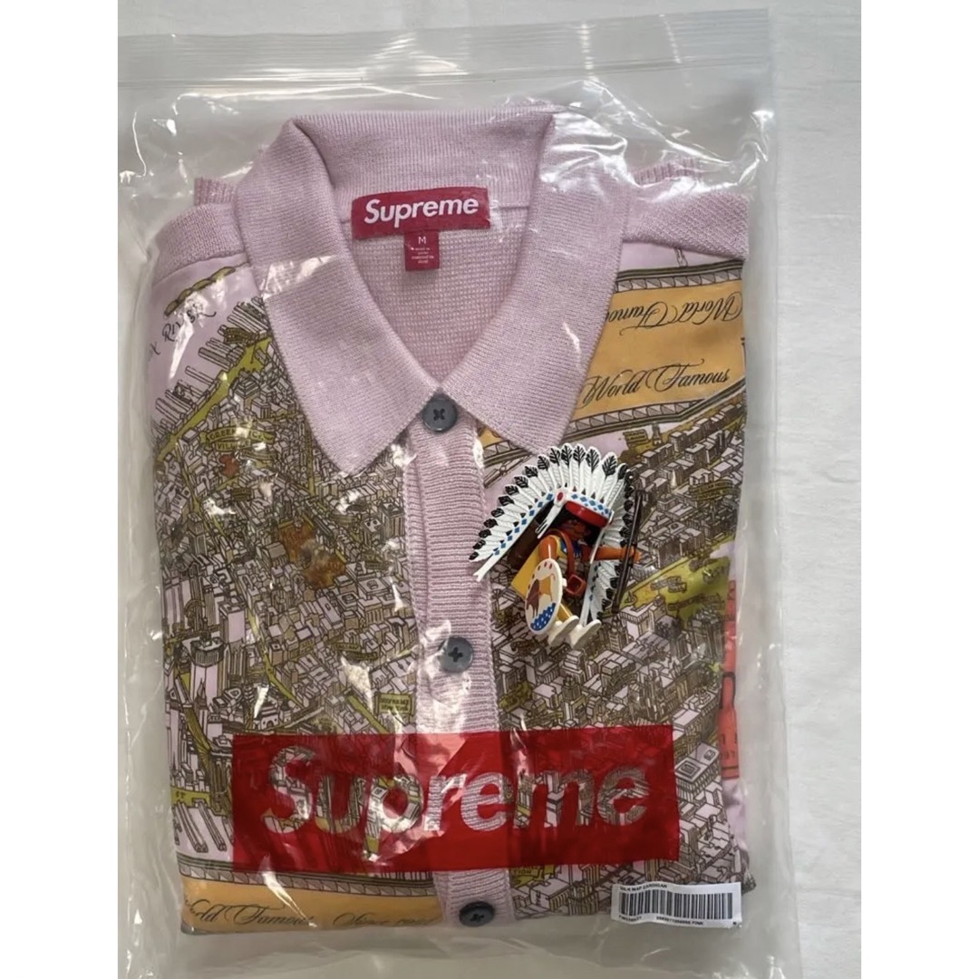 2023FW Supreme Silk Map Cardigan ピンク M