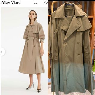 【極美品】Max Mara トレンチコート コットン 女優襟 最高級 白タグ