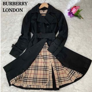 バーバリー(BURBERRY)のバーバリー トレンチコート S ライナー付き ノバチェック ブラック ベルト完備(トレンチコート)