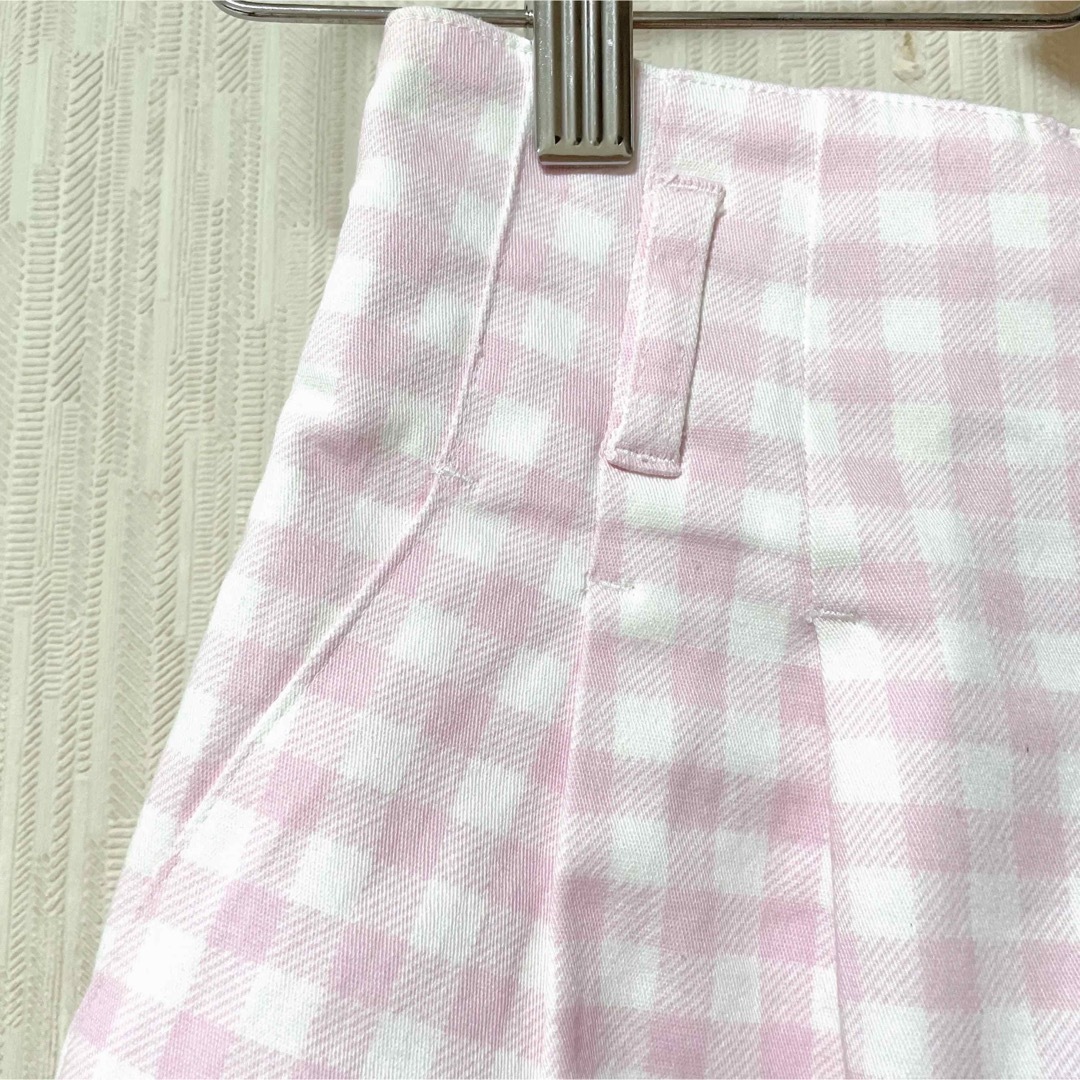 GU(ジーユー)のGU ハイウエストギンガムスカート ピンク ギンガムチェックタイトスカート レディースのスカート(ミニスカート)の商品写真