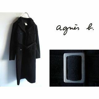 【美品】アニエスベー ラップコート ガウンコート ベルト付 黒 2サイズ 日本製