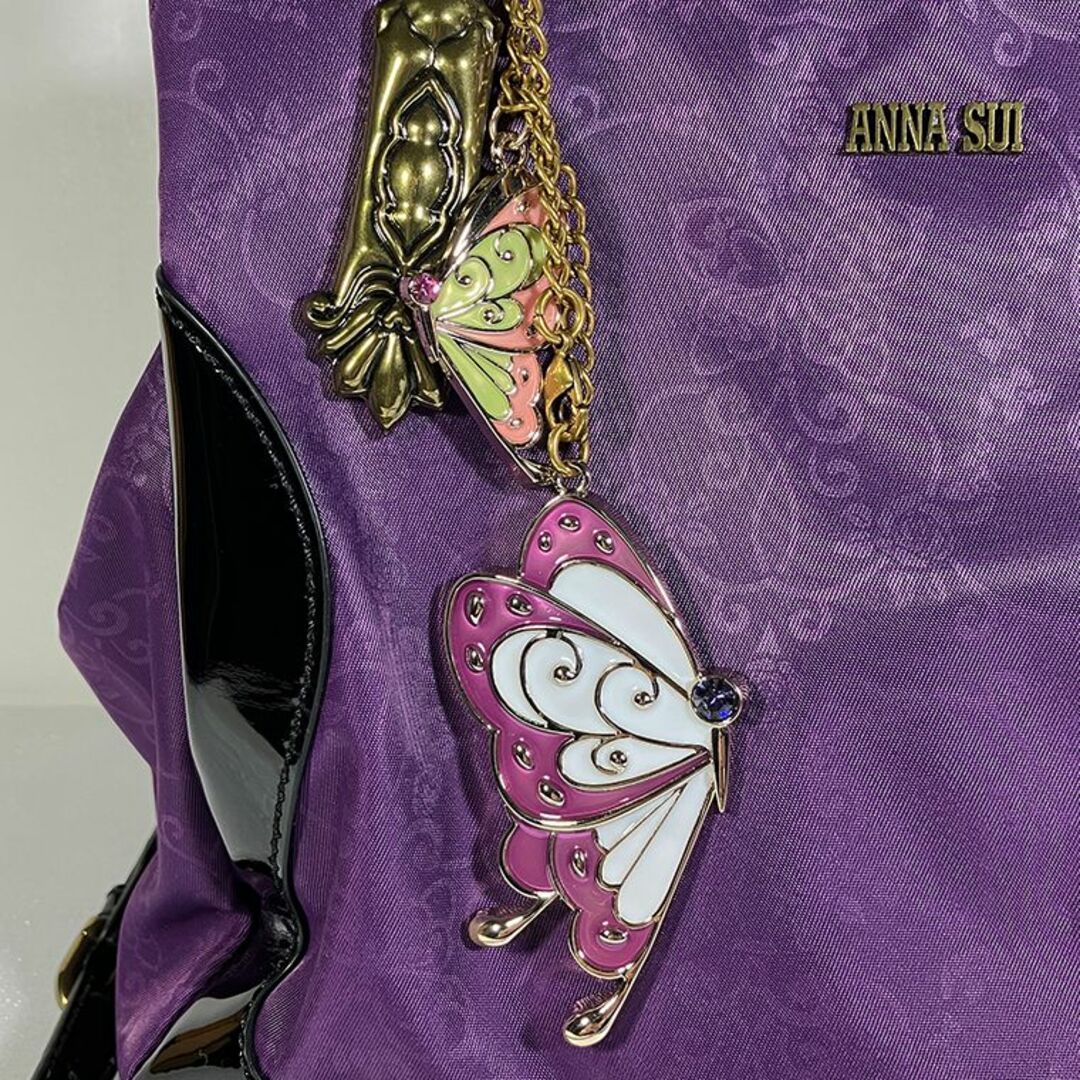 レア！美品 ANNA SUI × 鬼滅の刃 がま口 チャーム付 ショルダーバッグ