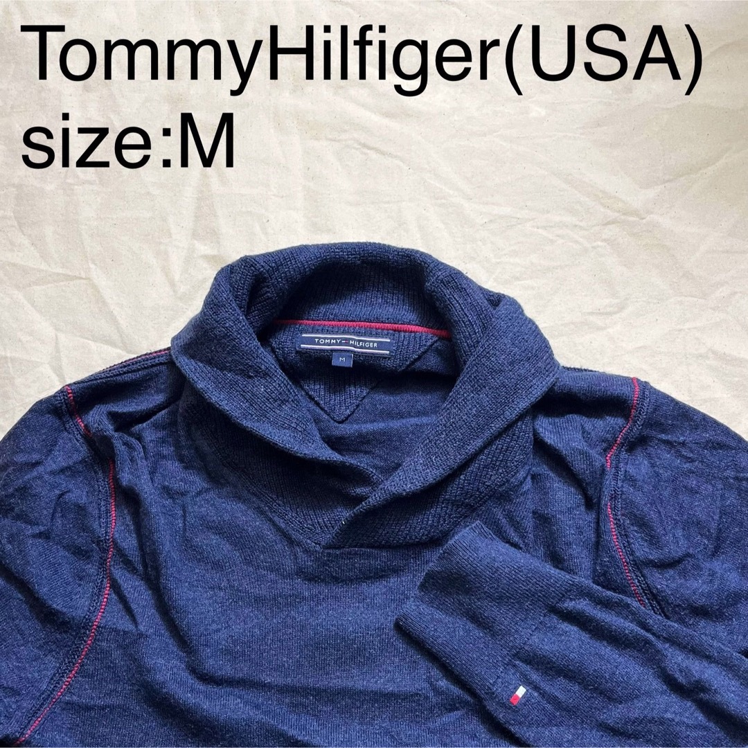 TOMMY HILFIGER(トミーヒルフィガー)のTommyHilfiger(USA)ビンテージショールカラーハイゲージニット メンズのトップス(ニット/セーター)の商品写真